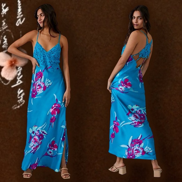 Free People ‘Forever Yours’ Maxi Dress in Blue Size XS - Picture 1 of 16